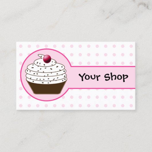 Cartes de visite de cupcake rose (Devant)