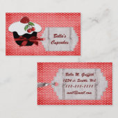 cartes de visite de cupcake rouge (Devant / Derrière)