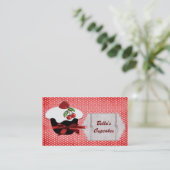 cartes de visite de cupcake rouge (Debout devant)