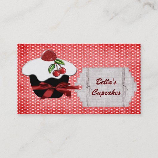 cartes de visite de cupcake rouge (Devant)