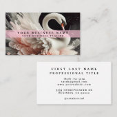 Cartes de visite de cygne rose noir et blanc (Devant / Derrière)