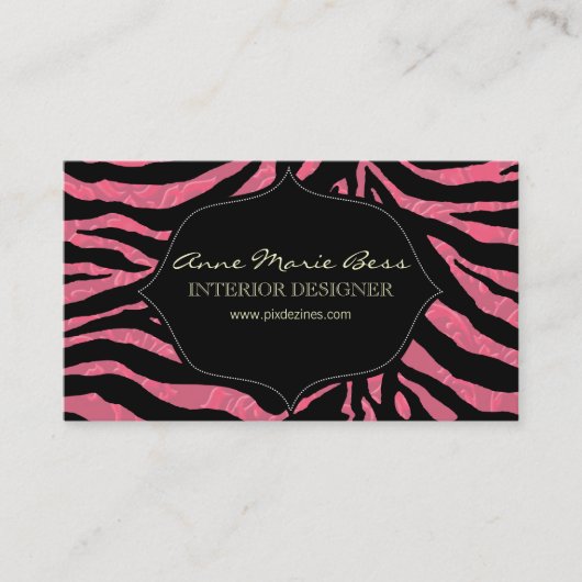 cartes de visite de Damask à la framboise zebra+ (Devant)