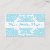 Cartes de visite de damassé de bleu glacier et de (Dos)