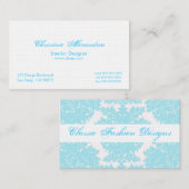 Cartes de visite de damassé de bleu glacier et de (Devant / Derrière)