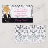 Cartes de visite de damassé de caractère de femme (Devant / Derrière)