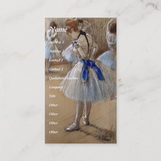 Cartes de visite de DANSE ou de BALLET (Devant)