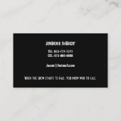 Cartes de visite de déblaiement de neige (Dos)