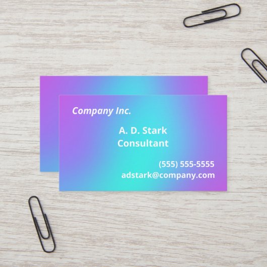 Cartes de visite de dégradé violet à Turquoise (Devant/Arrière en situation)