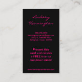 Cartes de visite de dentelle noir rose chaud (Dos)