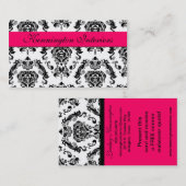 Cartes de visite de dentelle noir rose chaud (Devant / Derrière)