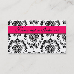 Cartes de visite de dentelle noir rose chaud