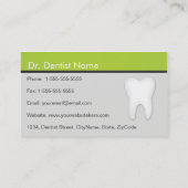Cartes de visite de Dentist/Dental Studio en vert (Dos)
