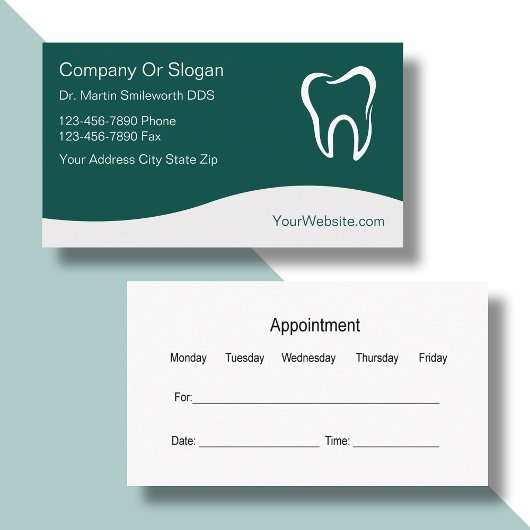 Cartes de visite de dentiste
