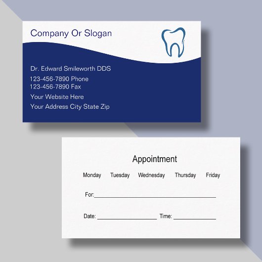 Cartes de visite de dentiste