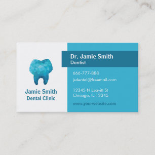 Cartes de visite de dentiste en forme de dent mola