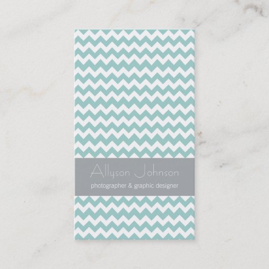 Cartes de visite de design Blue & Grey Chevron (Devant)