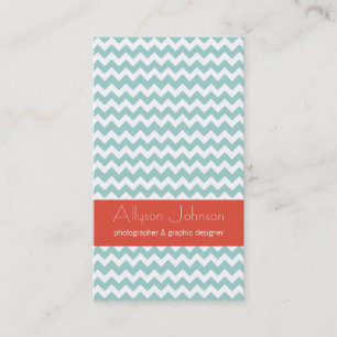 Cartes de visite de design Blue & Orange Chevron