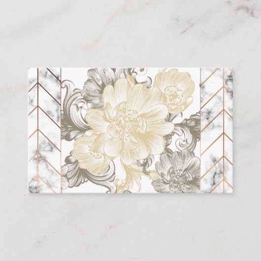 Cartes de visite de design de marbre floral (Devant)