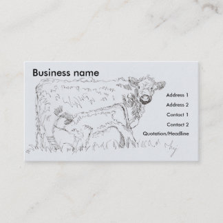 Cartes de visite de dessin de la vache et du veau
