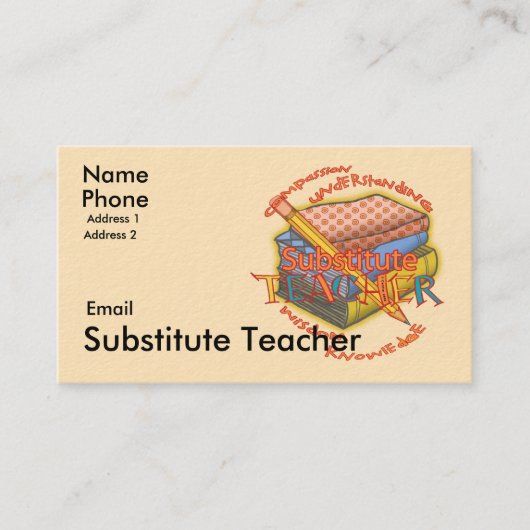 Cartes de visite de devise de professeur remplaçan (Devant)