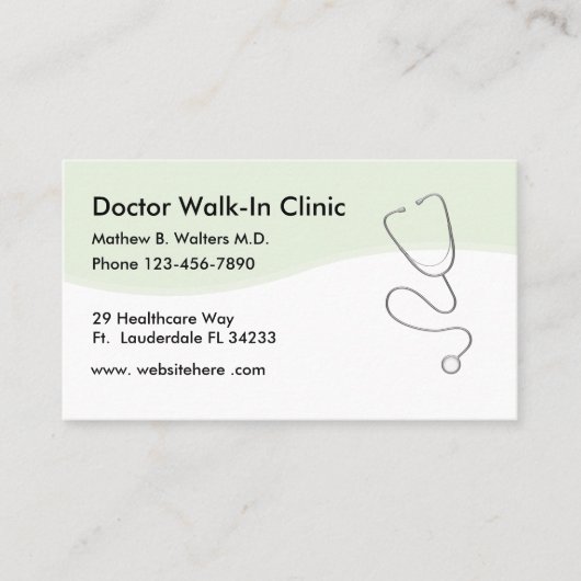 Cartes de visite de docteur Walk In Clinic (Devant)