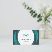 Cartes de visite de drones Bleu Noir moderne (Debout devant)