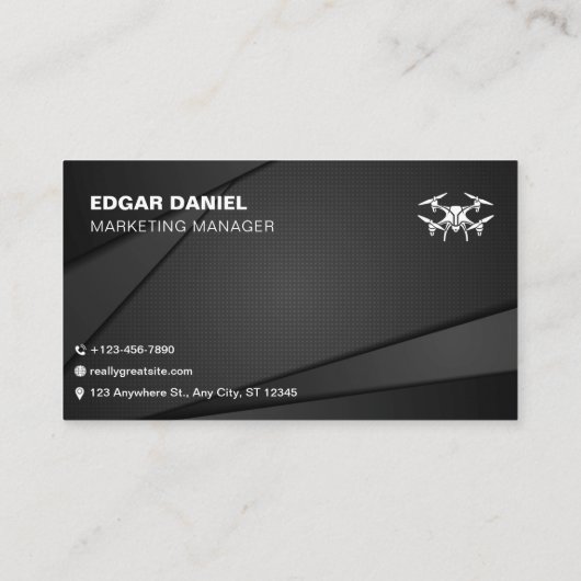 Cartes de visite de drones Moderne Gris Blanc (Dos)