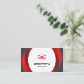 Cartes de visite de drones rouge noir moderne (Debout devant)