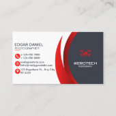 Cartes de visite de drones rouge noir moderne (Dos)