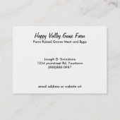 Cartes de visite de ferme de canard ou d'oie de (Dos)