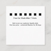 Cartes de visite de fidélité client de lavage de v (Dos)