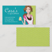 Cartes de visite de fille de petit gâteau de brune (Devant / Derrière)