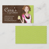 Cartes de visite de fille de petit gâteau de brune (Devant / Derrière)