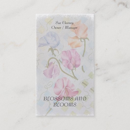 CARTES DE VISITE DE FLEUR D'AQUARELLE DE POIS DOUX (Devant)