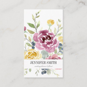 Cartes de visite de fleur d'aquarelle - floral