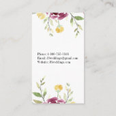 Cartes de visite de fleur d'aquarelle - floral (Dos)