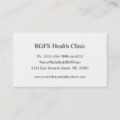 Cartes de visite de fleur d'infirmier autorisé de (Dos)