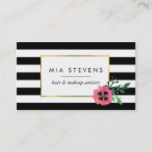 Cartes de visite de Fleur noire et rose (Devant)