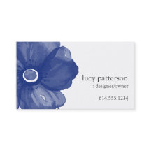Cartes de visite de fleurs bleu marine