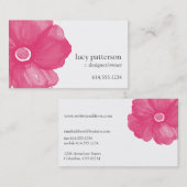 Cartes de visite de fleurs d'aquarelle rose (Devant / Derrière)