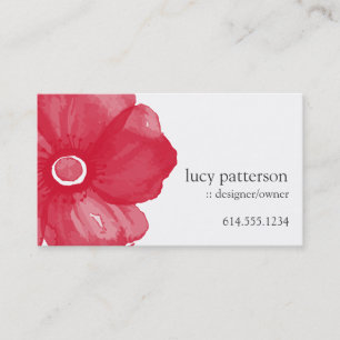 Cartes de visite de fleurs d'aquarelle rouge