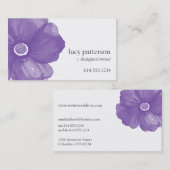 Cartes de visite de fleurs d'aquarelle violet (Devant / Derrière)