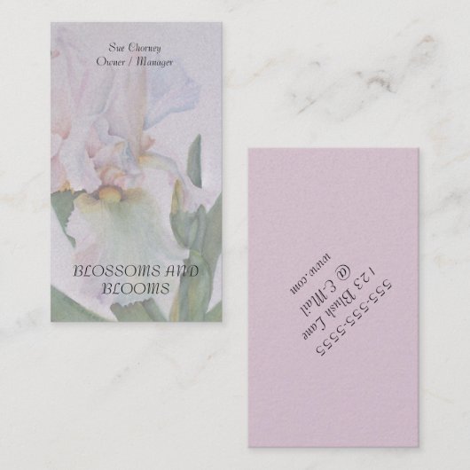 CARTES DE VISITE DE FLEURS D'EAU BLANC IRIS (Devant / Derrière)