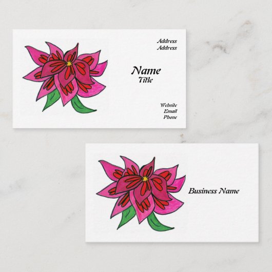 Cartes de visite de fleurs roses (Devant / Derrière)