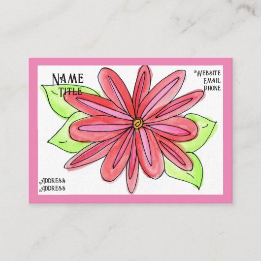 Cartes de visite de fleurs roses (Devant)