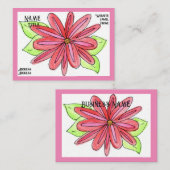 Cartes de visite de fleurs roses (Devant / Derrière)