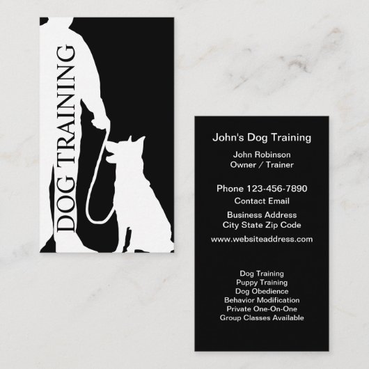 Cartes de visite de formation de dressage de chien (Devant / Derrière)
