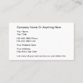 Cartes de visite de forme physique (Dos)