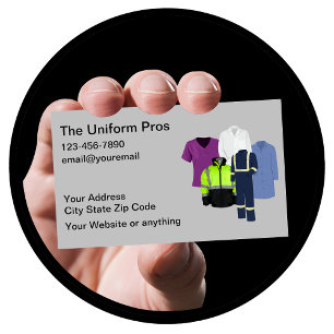 Cartes de visite de fournisseur d'uniformes de tra