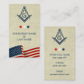 Cartes de visite de Freemason | Ancien drapeau amé (Devant / Derrière)